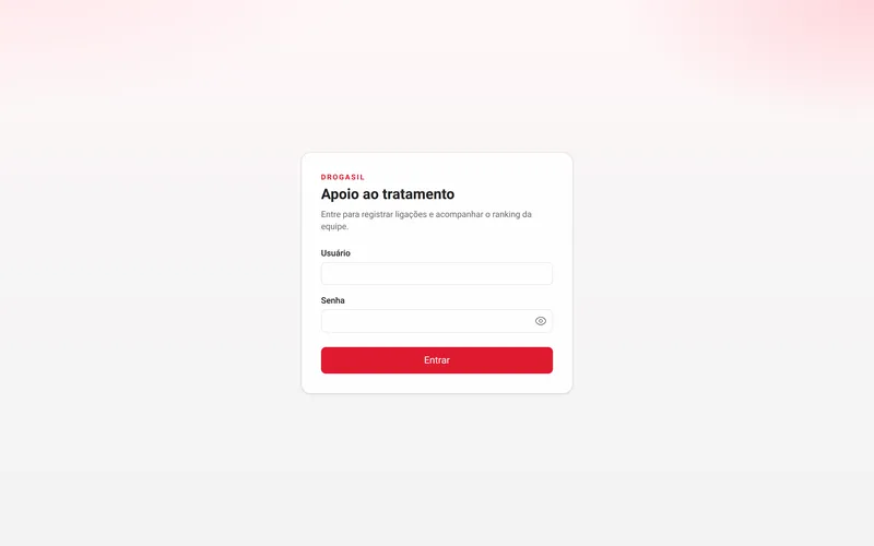 Tela de login do app Apoio ao Tratamento