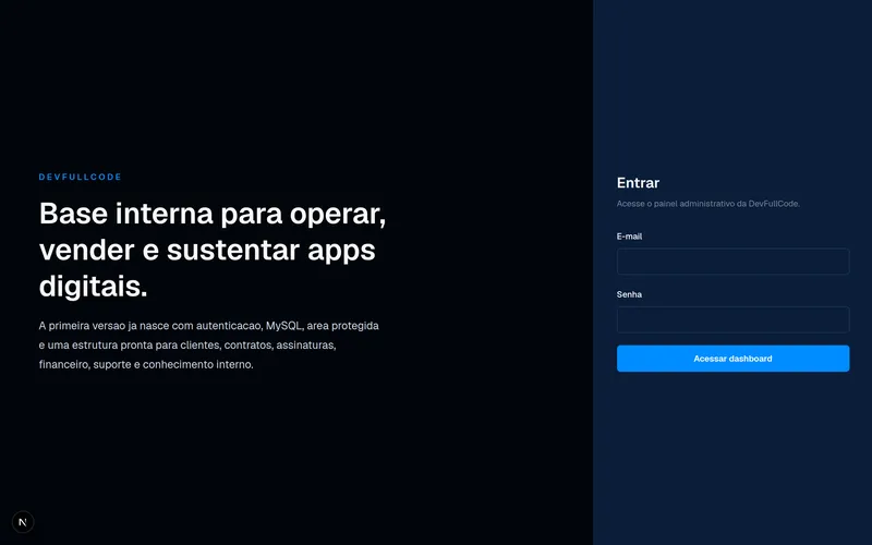 Tela de login do painel interno DevFullCode